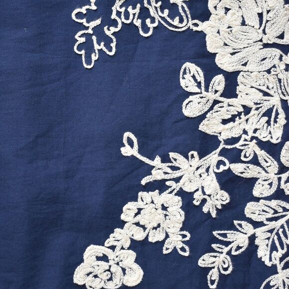 J.CREW Women's Navy Blue Ivory Mirabel Lawn Embroidered Floral Mini Dress Size 6 - Picture 6 of 8